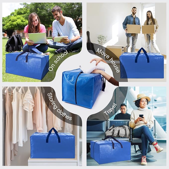 12 Pack Heavy Duty Extra Large Moving Bags W/Backpack Straps - Image 6