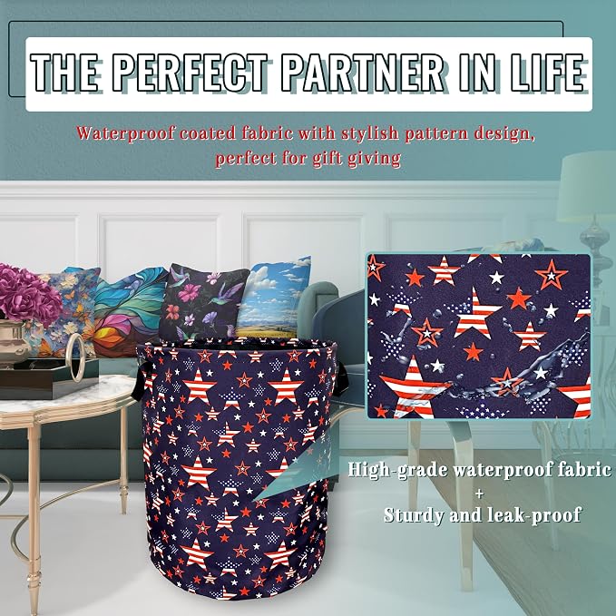 American Flag Laundry Basket Foldable - Image 6