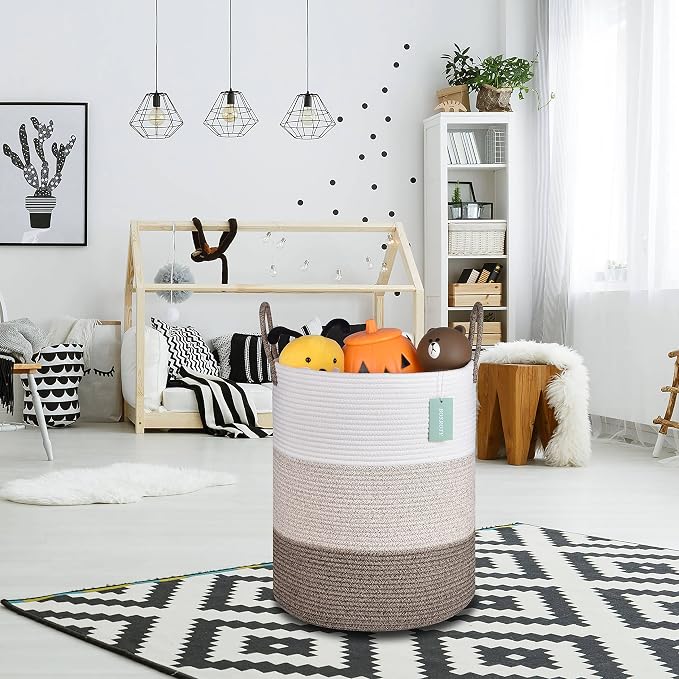 Large Blanket Basket, Tall Laundry Basket 65L, Nursery Hamper - Image 4