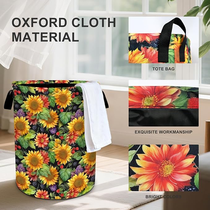 Sunflowers Laundry Basket Storage Bin Foldable Laundry Hamper Clothes Storage - Image 3