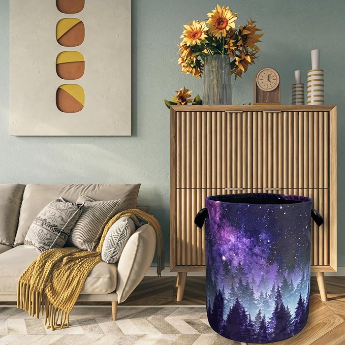 Galaxy Laundry Hamper Purple Forest Laundry Basket - Image 7