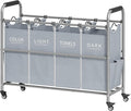 Tajsoon 4 Bag Laundry Sorter Cart, 4 Section Laundry Hamper Sorter by Tajsoon