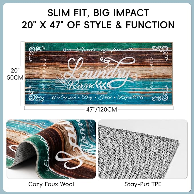 Laundry Room Rug 20"x47" – Stylish Non-Slip Runner Mat - Image 2