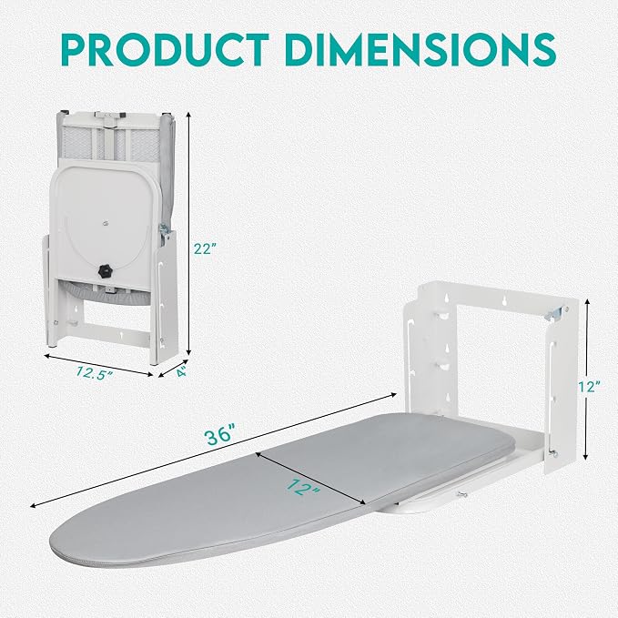 Wall Mounted Ironing Board, 180 Rotation, Space-Saving Fold Down - Image 7
