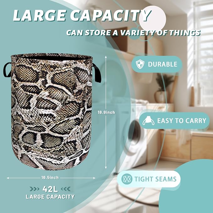Snake Laundry Hamper Animal Snake Skin Pattern Laundry Basket - Image 2
