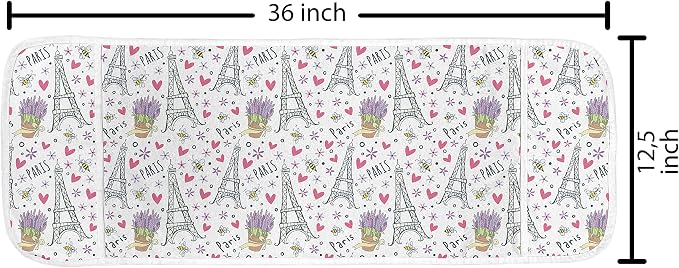 Ambesonne Eiffel Tower Microwave Oven Cover, Romantic Doodle Style Elements - Image 2