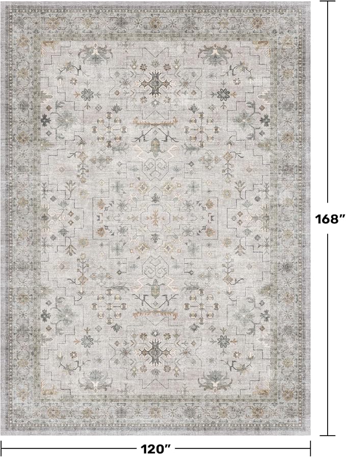 Boho Light Grey Living Room Rug 10x14 - Image 2