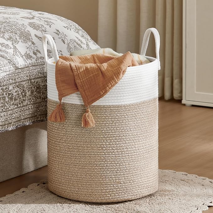 SONGMICS Laundry Hamper, Cotton Rope Laundry Basket by SONGMICSbySONGMICSHOME