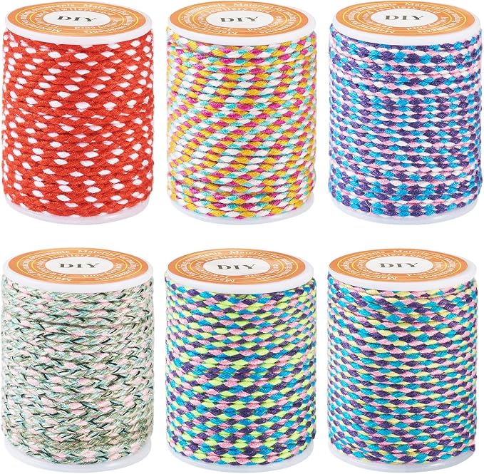 25.8 Yards 1.5 mm Braided Cotton Cord Colorful Macrame Thread 4-Ply Twisted by Sparkeads
