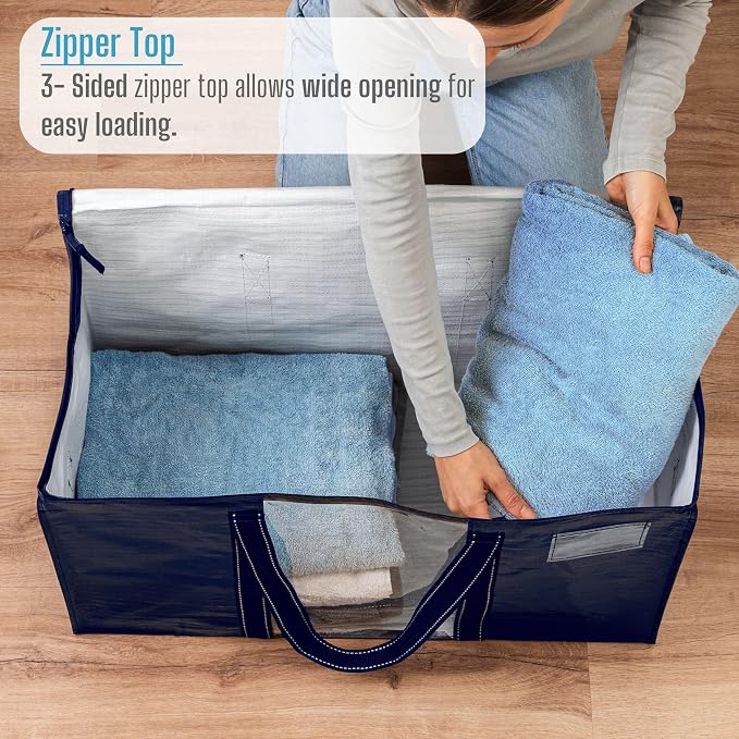 VENO 4 Pack Moving Bags with Clear Window, Heavy Duty Storage Bins with Lid - Image 5
