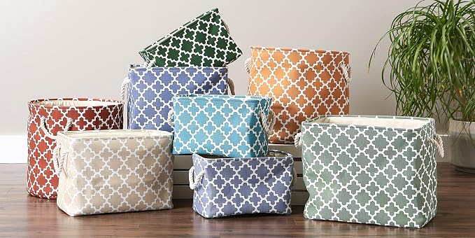 DII Polyester Container with Handles, Lattice Storage Bin, Vintage Linen - Image 7