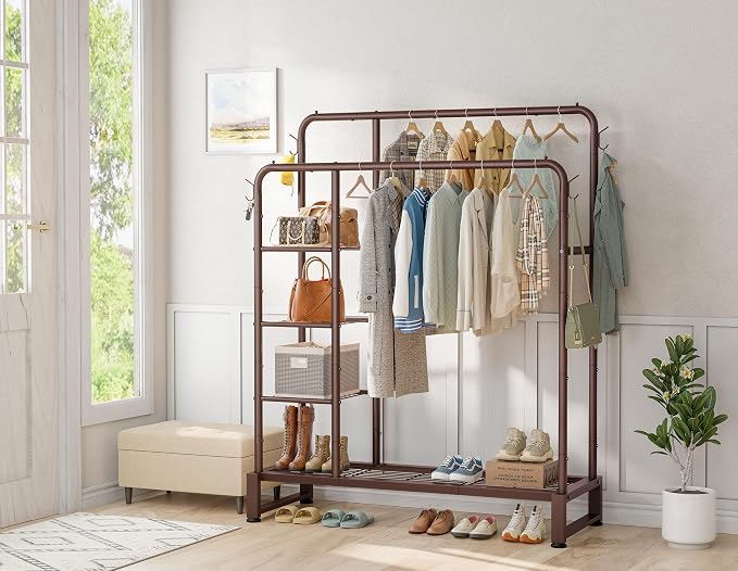 Double Rods Clothes Rack Clothing Rack - Image 7
