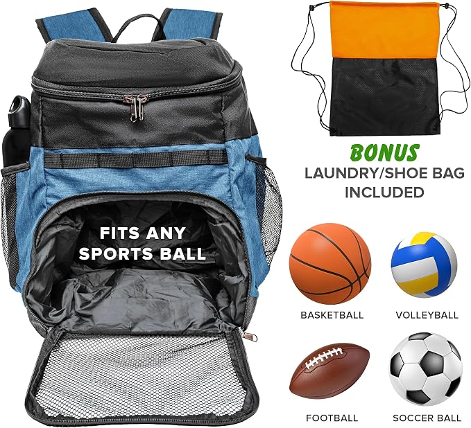 Basketball Backpack with Ball Compartment - Image 3