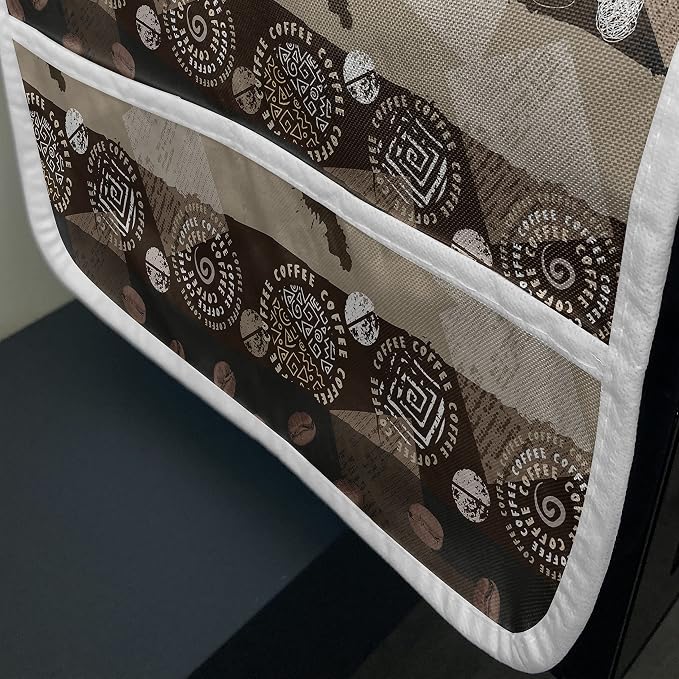 Ambesonne Brown Microwave Oven Cover, Coffee Typography Hearts and Beans on - Image 3