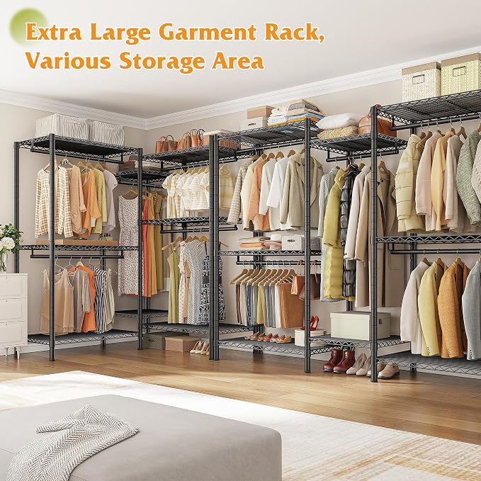 Raybee L Shaped Clothes Rack for Corner, Clothing Racks for Hanging Clothes - Image 3
