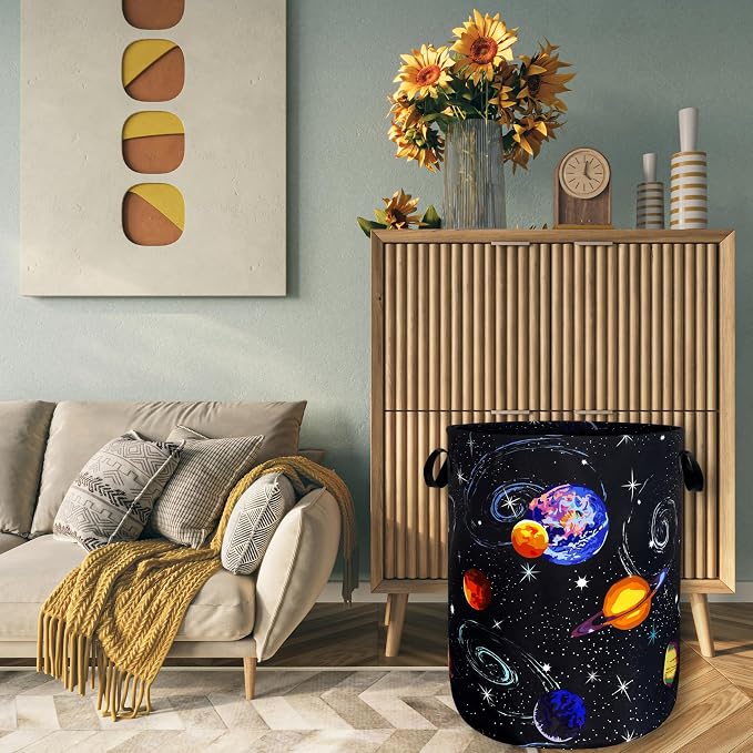 Colorful Starry Sky Planets Laundry Basket Galaxy Funny Laundry Hamper Foldable - Image 7