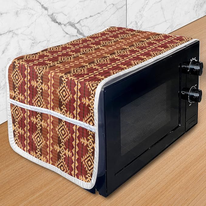 Ambesonne Mexican Microwave Oven Cover, Aztec Culture Theme Classical Triangles by Ambesonne