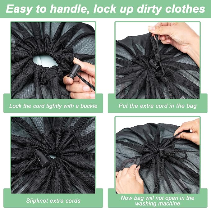 2 Pack Mesh Laundry Bags, Machine Washable Dirty Clothes Organizer - Image 5