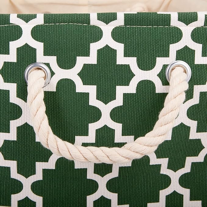 DII Polyester Container with Handles, Lattice Storage Bin, Hunter Green - Image 4