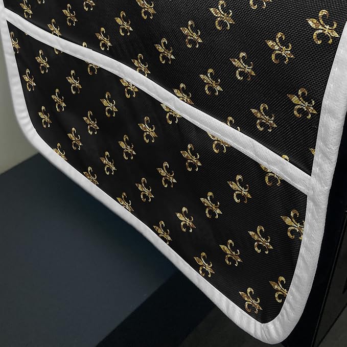 Ambesonne Fleur De Lis Microwave Oven Cover, Old Fashioned Baroque Background - Image 3