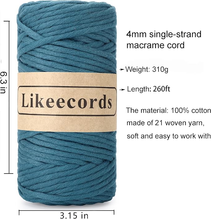 4 Skeins of 4mm X 80m Single Strand Macrame Cord Handmade Decorations Softer - Image 2