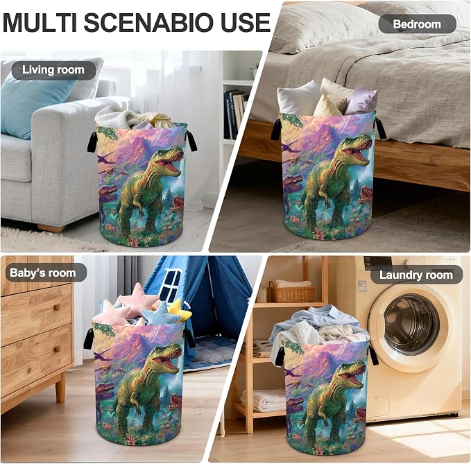 Dinosaurs Animal Laundry Basket Storage Bin Foldable Laundry Hamper Clothes - Image 6
