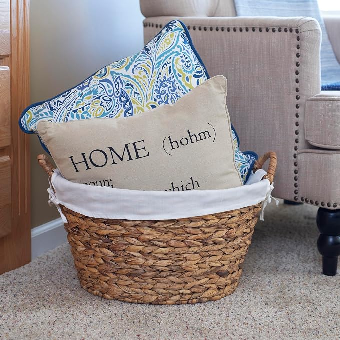 Household Essentials Round Wicker Laundry Basket - Image 2