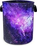 Pink Purple Galaxy Laundry Basket Universe Starry Sky Foldable Oxford Cloth by NUTAINLA
