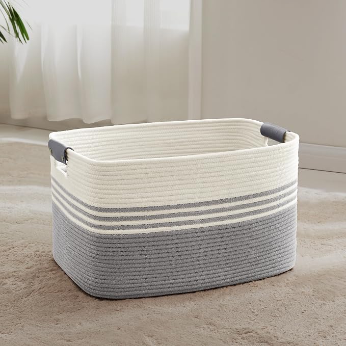 72L Large Laundry Basket with Leather Handles by SunNewt