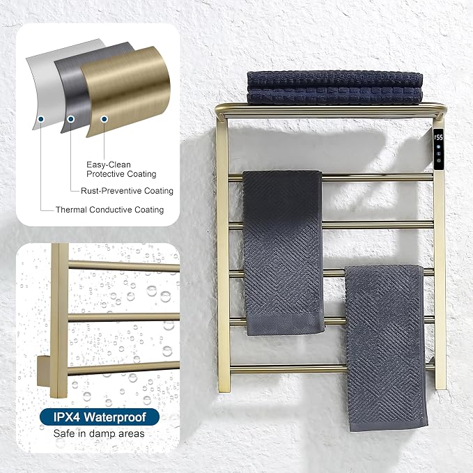 Heated Towel Racks for Bathroom, Hot Towel Warmer 5 Bars - Image 2