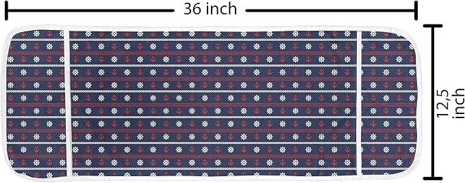 Ambesonne Navy Blue Microwave Oven Cover, Horizontal Borders - Image 2
