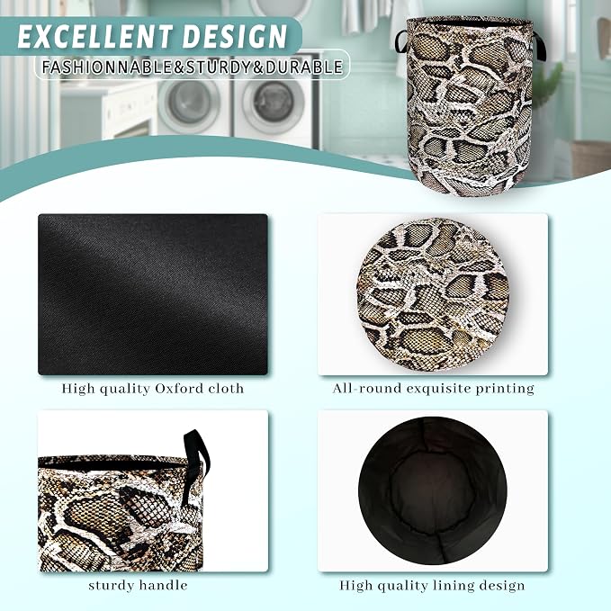 Snake Laundry Hamper Animal Snake Skin Pattern Laundry Basket - Image 4