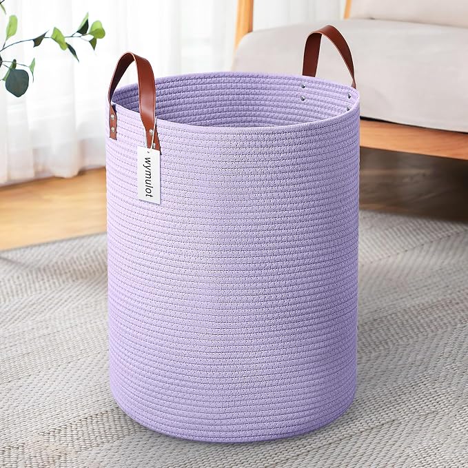 80L Large Rope Basket, Woven Rope Storage by Wymulot
