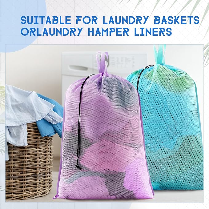 6 Pack 24 x 36 Inches Colorful Soft Mesh Laundry Bag - Image 5