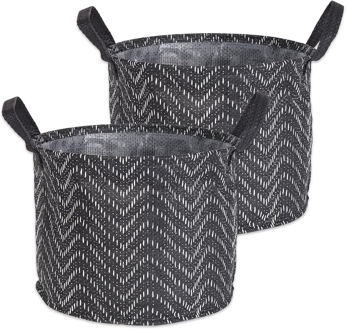 DII Collapsible Waterproof Chevron Laundry Bins, Small Round, 2 Piece by DII