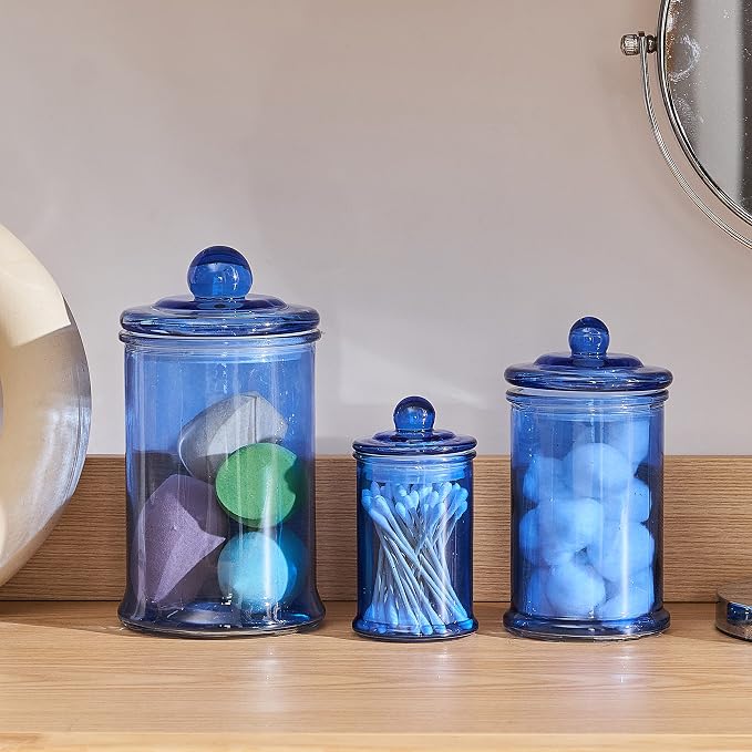 KMwares 3PCs Set Small Glass Premium Quality Apothecary Jars - Image 4