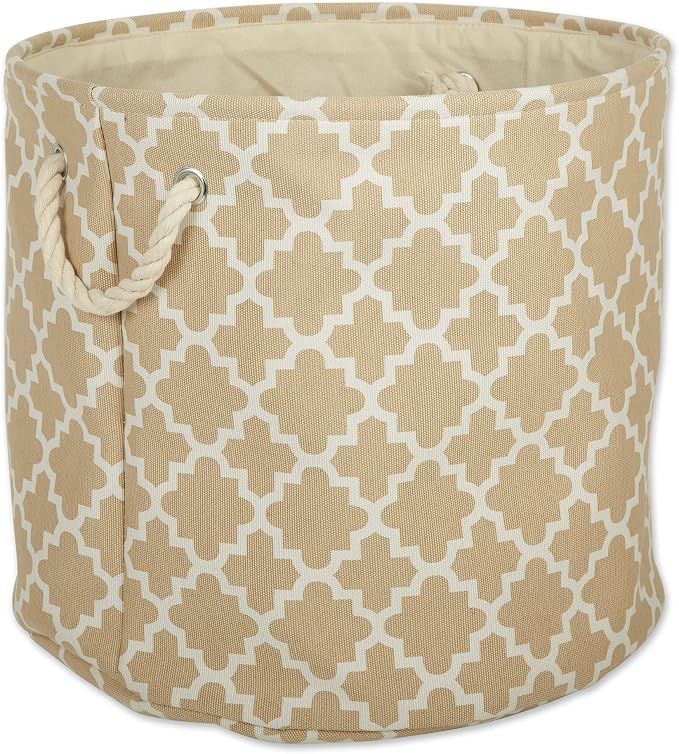 DII Polyester Container with Handles, Lattice Storage Bin, Large Round by DII