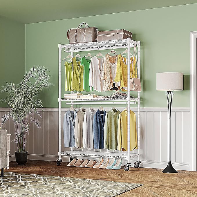 Rolling Garment Rack with Wheels, Heavy Duty Clothing Rack - Image 6