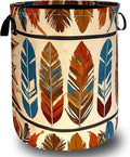 Boho Feather Print Laundry Basket Western Funny Laundry Hamper Foldable Oxford by SELIONLIKN