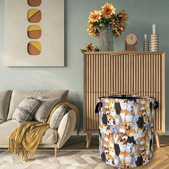 Colorful Cats Cute Animal Laundry Basket Foldable - Image 7