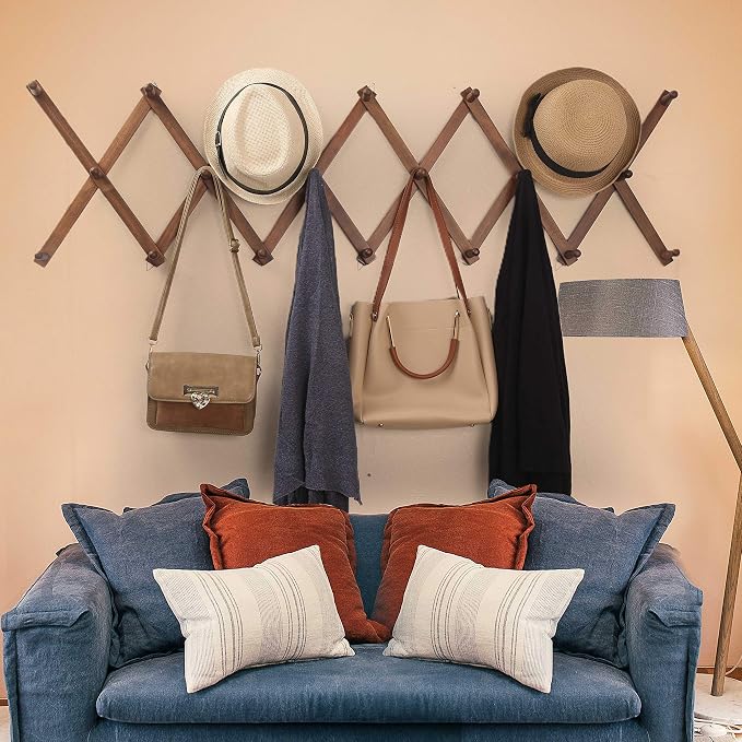 WEBI Accordion Wall Hanger, Expandable Wooden Hat Rack - Image 4