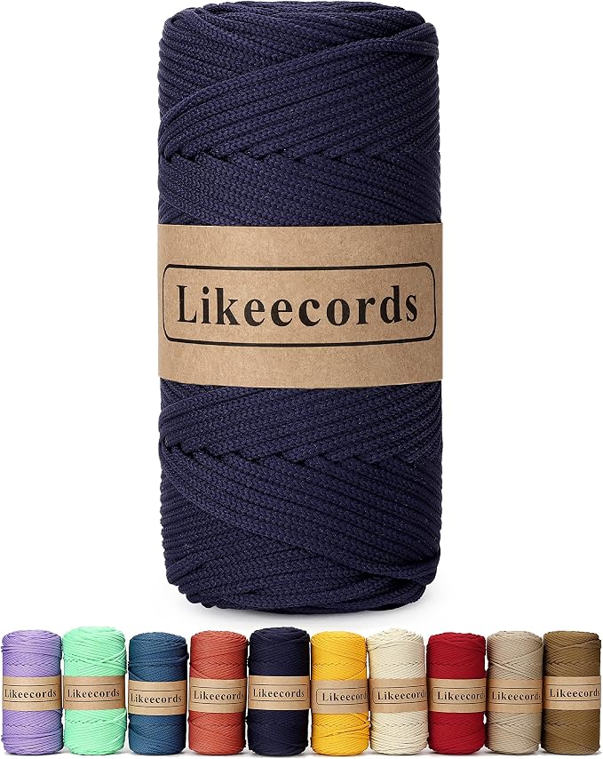 4mm Polyester Braided Macrame Cord 140Yards /426Feet, Elastic Yarn by Likeecords