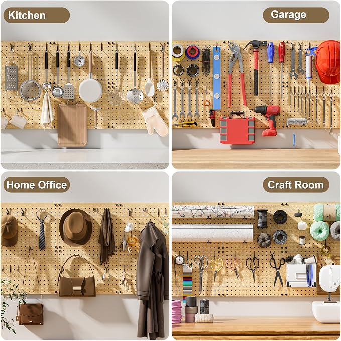 VOIMO Bamboo Pegboard Organizer Set, 6 Panels - Image 5