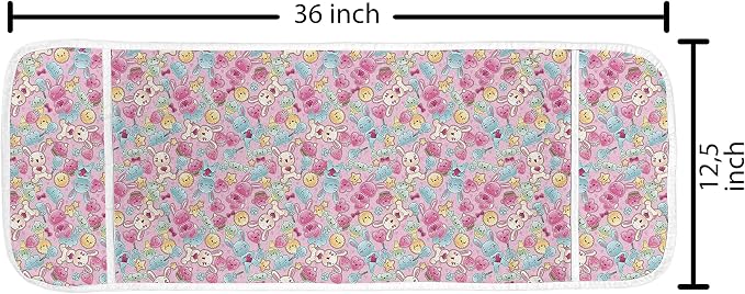 Ambesonne Cartoon Microwave Oven Cover, Kawaii Bunnies Ice Cream and Candies - Image 2