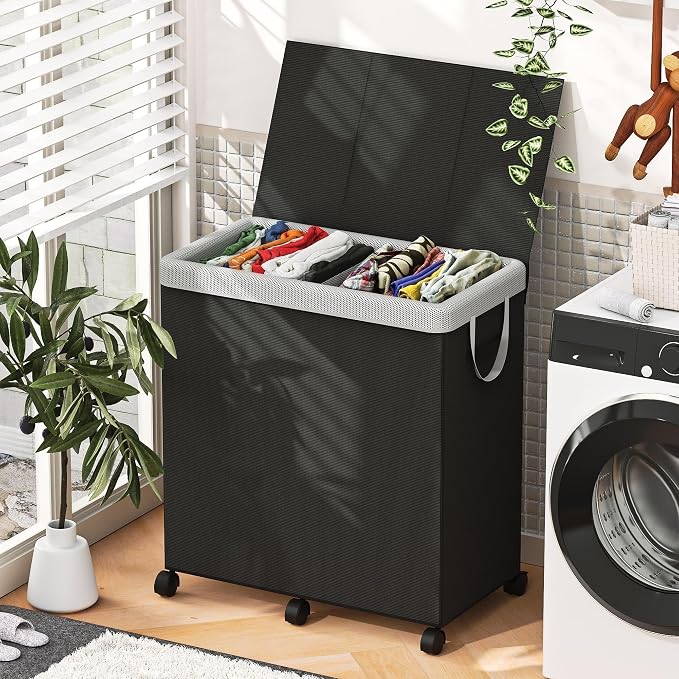 180L Large Laundry Hamper 2 Compartment - Image 2