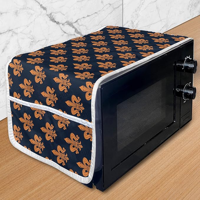 Ambesonne Fleur De Lis Microwave Oven Cover, Victorian Floral Pattern of Orange by Ambesonne