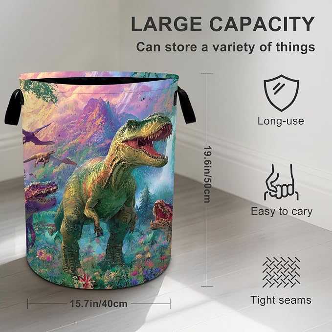 Dinosaurs Animal Laundry Basket Storage Bin Foldable Laundry Hamper Clothes - Image 3