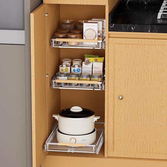 SANNO Pull Out Cabinet Organizer, Sliding Shelf, Pots and Pans Organizer - Image 4