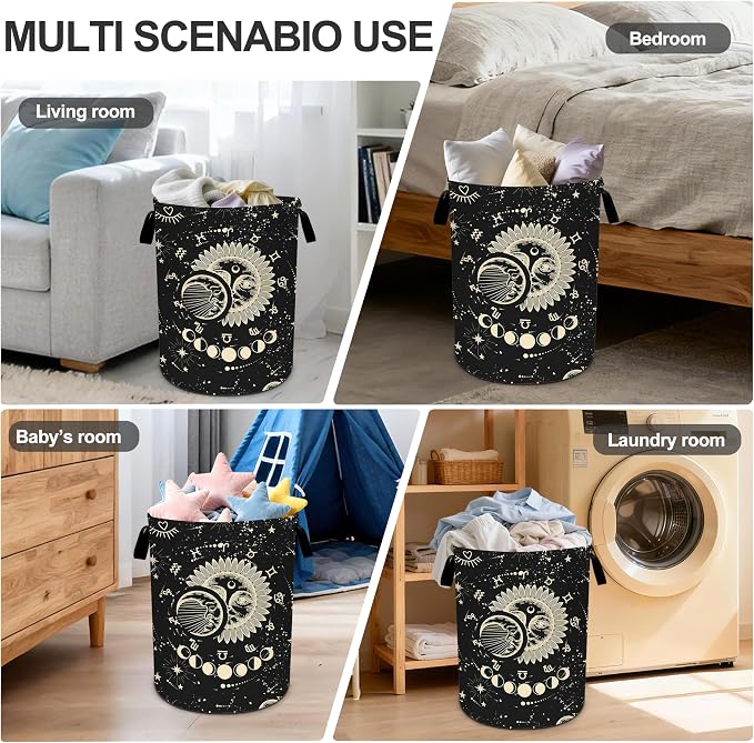 Sun Moon Laundry Basket Storage Bin Foldable Laundry Hamper Clothes Storage - Image 6