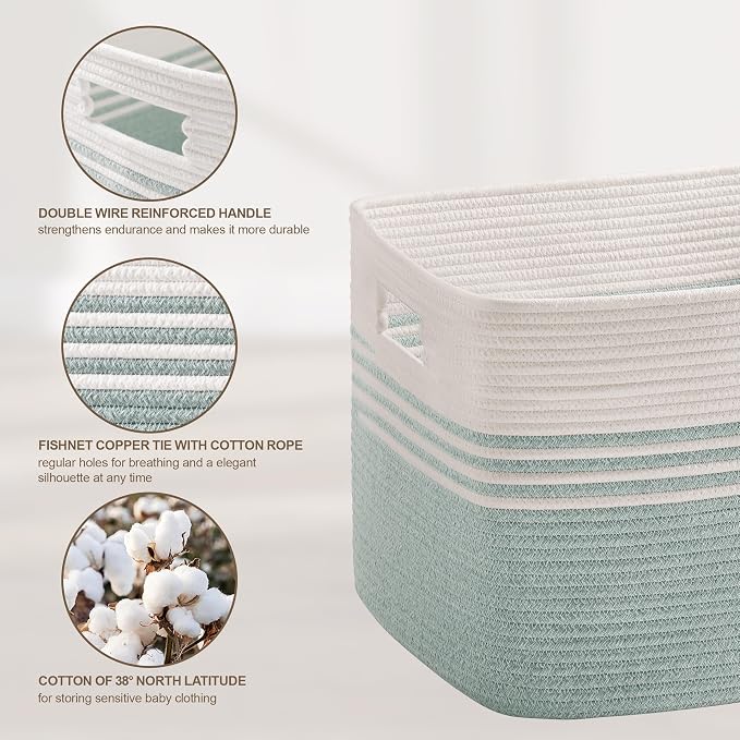 60L Laundry Basket for Living Room Storage, Woven Rope Baskets Bin for Blanket - Image 5